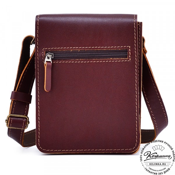 Мужская кожаная сумка "Робин" (бордо-коричневый). фото 1